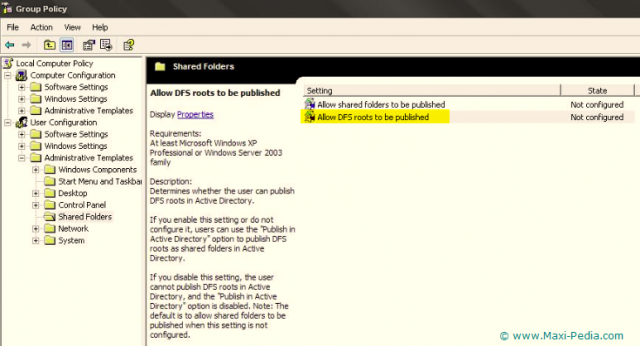 Group Policy Allow DFS roots to be published Group Policy Allow DFS roots to be published