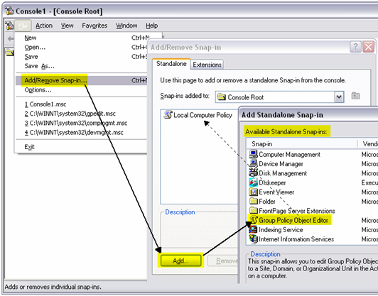 Group Policy Object Editor snap-in