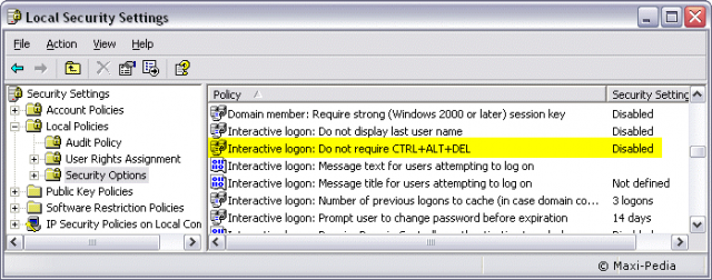 Interactive logon: Do not require CTRL+ALT+DEL