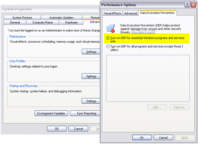 How to change Data Execution Prevention DEP? How to change Data Execution Prevention DEP?