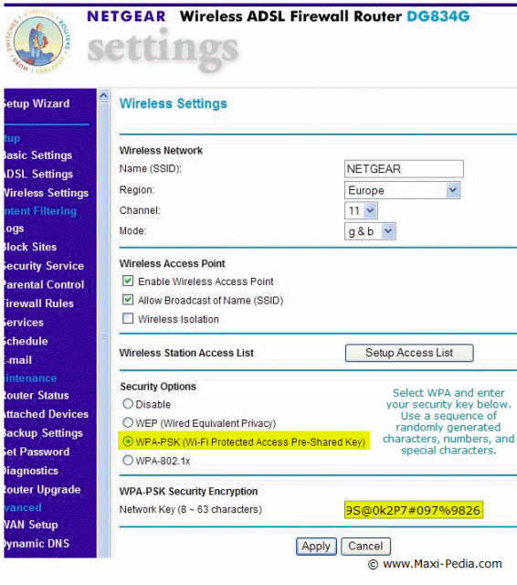 Netgear DG834G WPA setup configuration Netgear DG834G WPA setup configuration