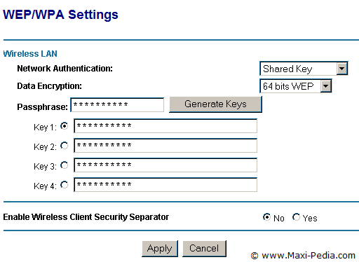Wireless WEP/WAP settings Wireless WEP/WAP settings