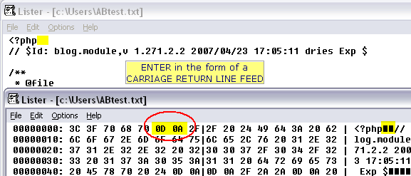 Enter as carriage return line feed