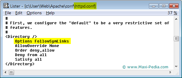 FollowSymLinks httpd.conf