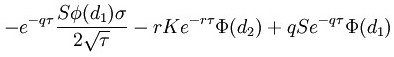 Option theta formula call option