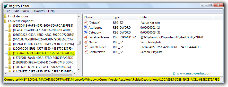 The file or folder does not exist Vista